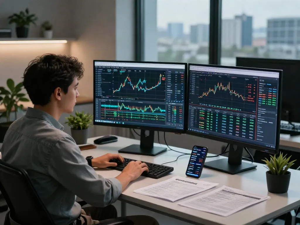 Interface de trading d'essorinvexaro.com avec écran affichant des graphiques et des signaux de marché.